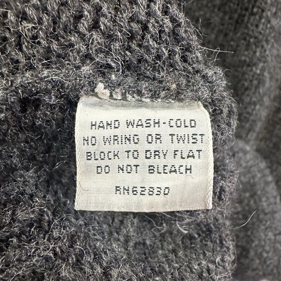 Lands End Knit Henley Sweater Mens XL Grey Wool Blend Henley USA Made Vintage - Picture 13 of 13